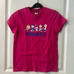 Peanuts Kids Tee in Bright Pink with Character Row